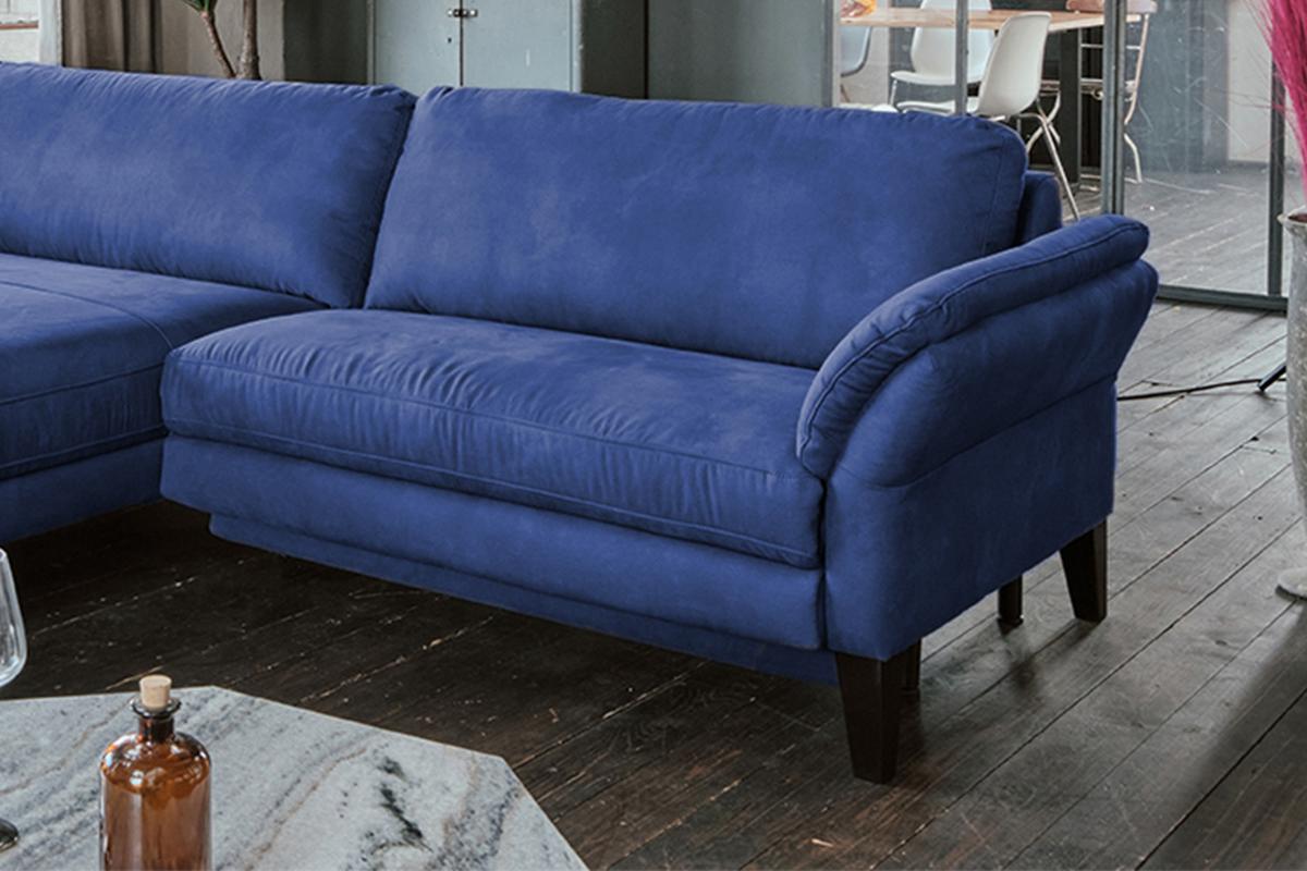 ECKSOFA MALTA Blau Webstoff - Blau/Schwarz, Buchenholz/Textil (302/175cm) - KAWOLA