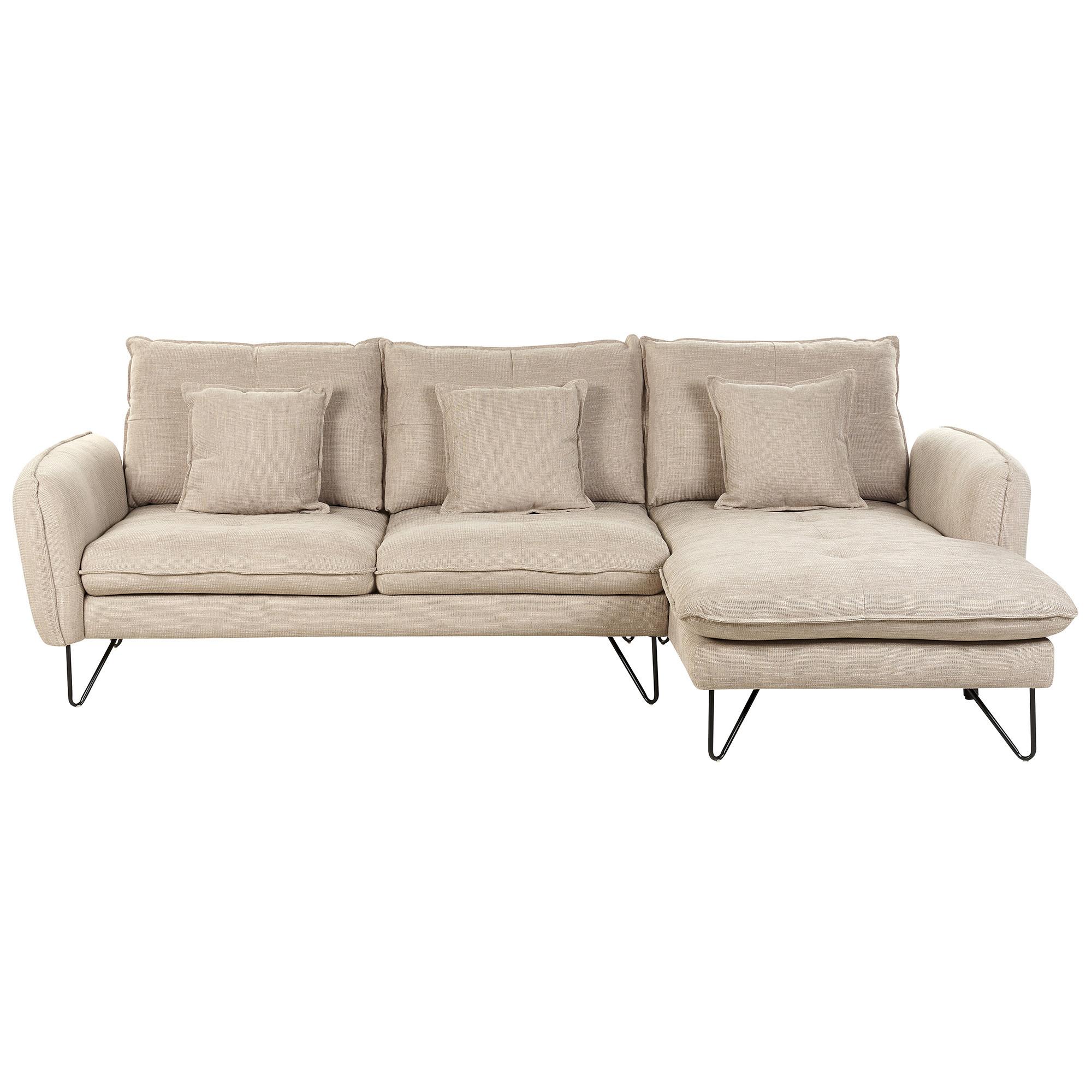 3-SITZER-ECKSOFA Chenillegewebe Beige rechtsseitig Sersan - Beige, Textil (258/179cm) - Beliani