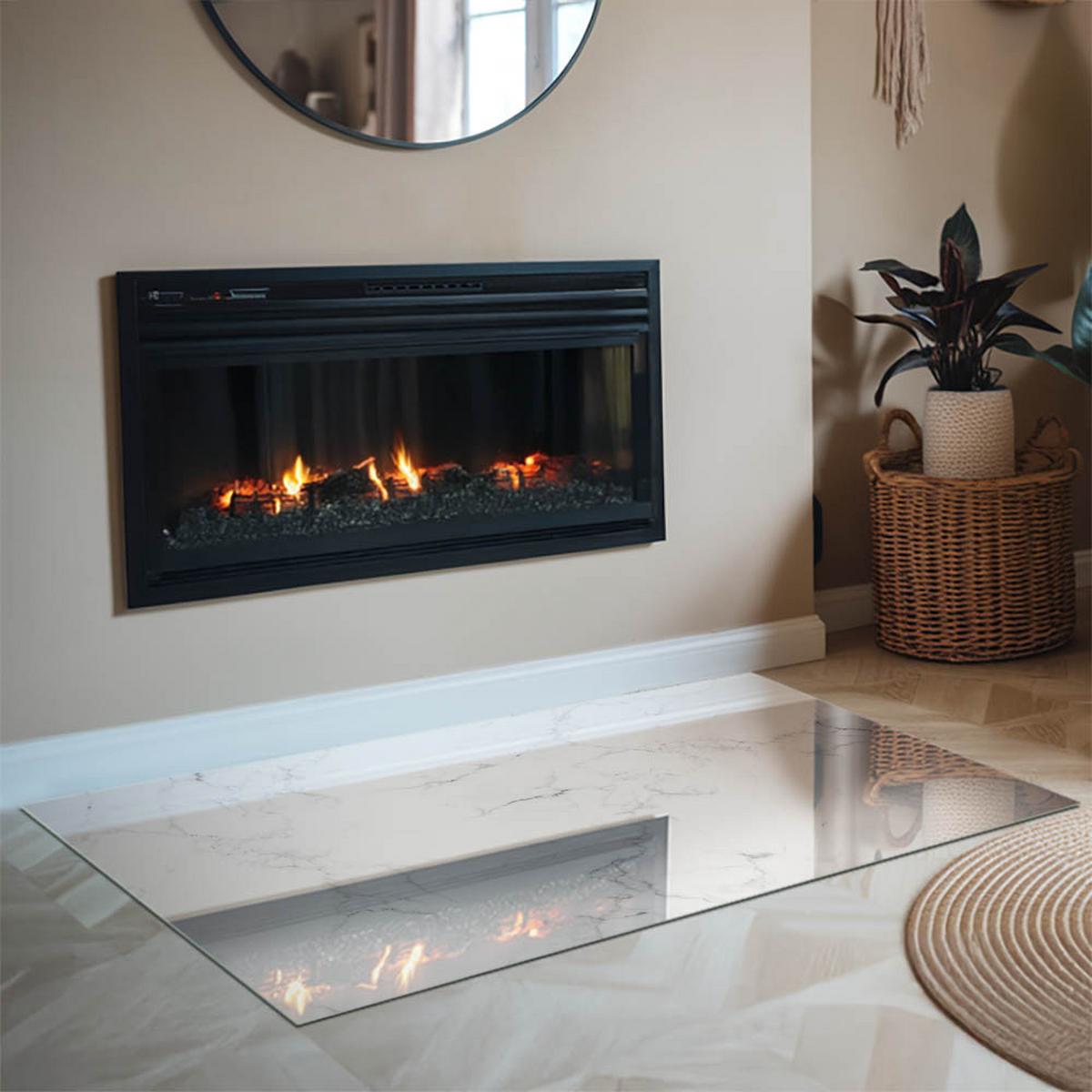 GLASPLATTE für Kamin 120x80 cm - Weiß, Glas (120/80/0.4cm) - TULUP