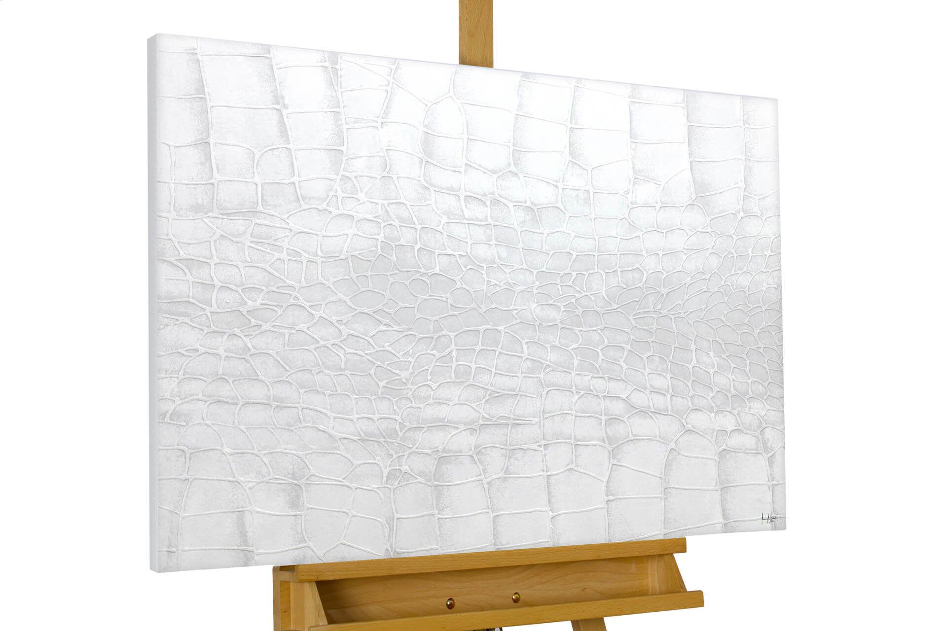 ACRYLBILD HANDGEMALT 100/75 cm - Weiß, Holz/Textil (100/75cm) - KUNSTLOFT