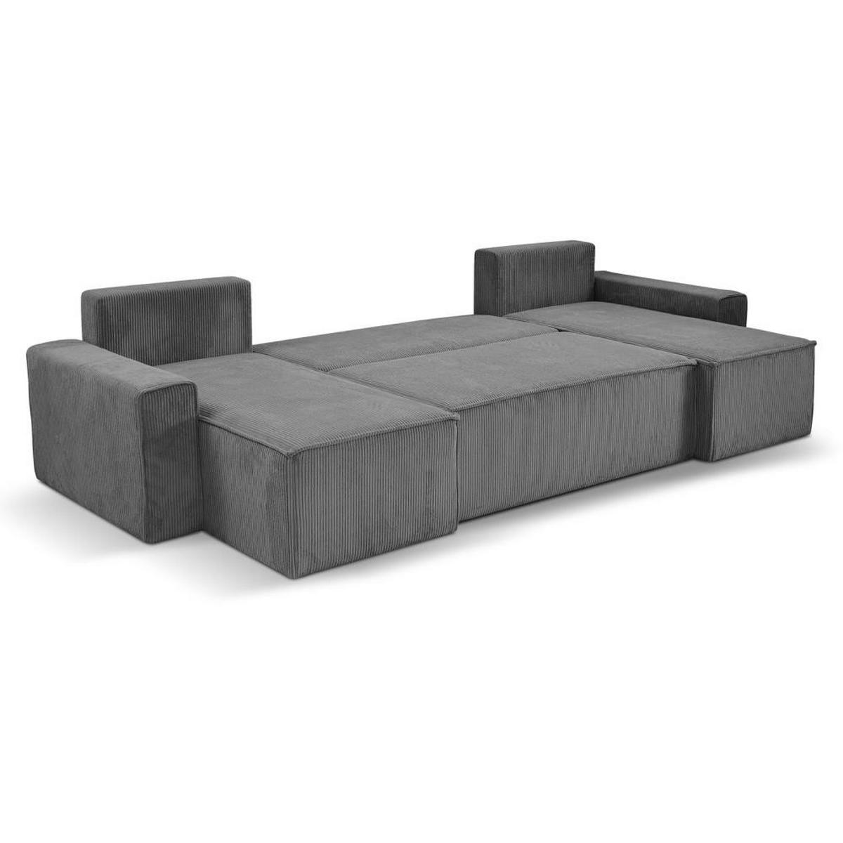 WOHNLANDSCHAFT Hektor U mit Schlaffunktion, 318 cm, grau - Schwarz/Grau, Kunststoff/Textil (318/94/152cm) - Beautysofa
