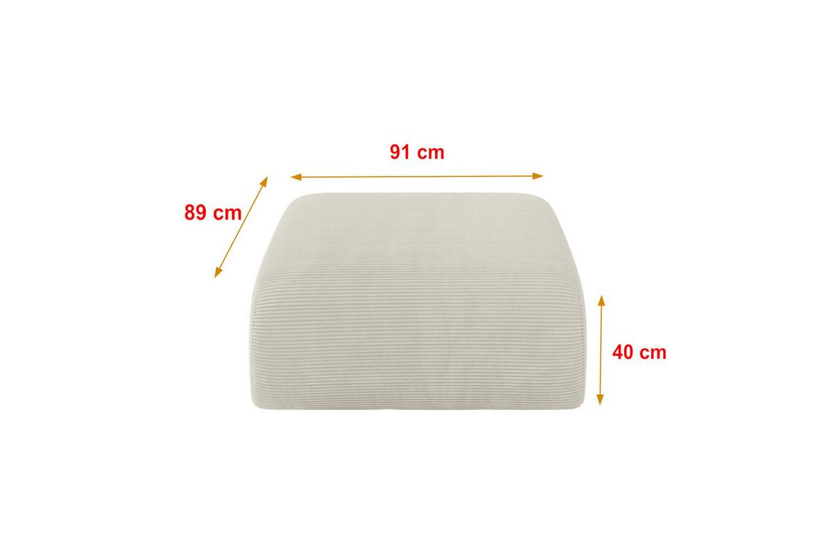 POUF MIRA-PUF 91x89x40 Creme cm Cord Modular Sitzhocker - Ecru/Creme, Holzwerkstoff/Kunststoff (91/40/89cm) - ALTDECOR