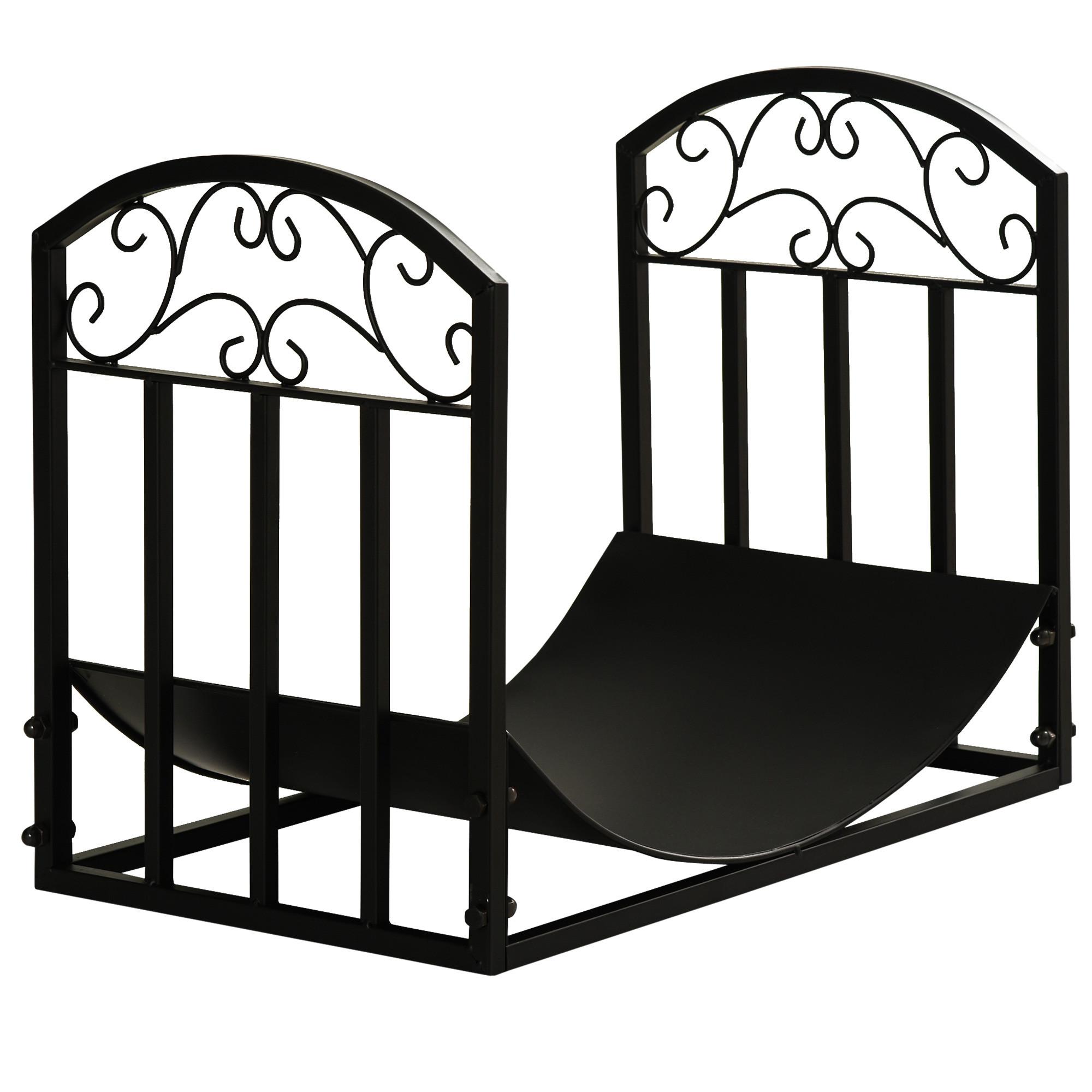 KAMINHOLZSTÄNDER, Metall, Schwarz - Schwarz, Metall (36/46.5/60.5cm) - Outsunny