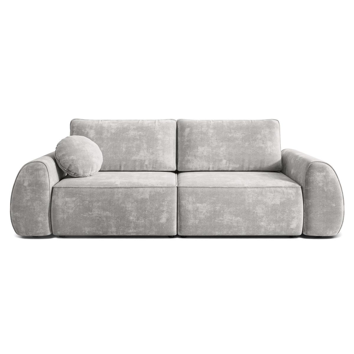 BETTSOFA ZEFEO Hellgrau Chenille-Stoff mit Schlaffunktion - Hellgrau, Textil (264/96/106cm) - MASSENO