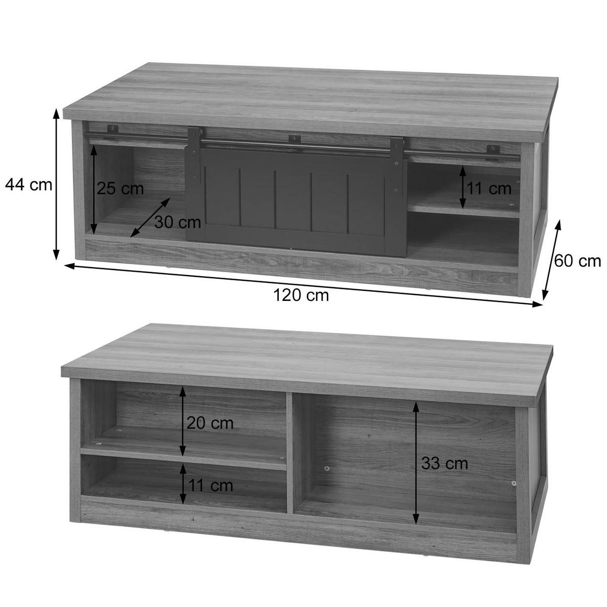 COUCHTISCH Buche Dekor, Schwarz - Buchefarben/Schwarz, Holz (60/120/44cm) - MCW