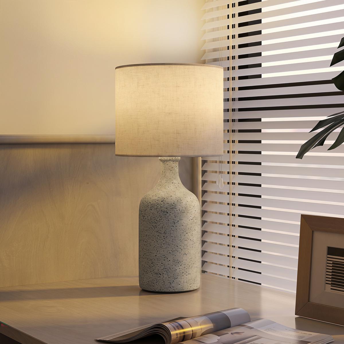 TISCHLAMPE Keramik Leinen Beige - Beige, Keramik (22/22/45cm) - HOMCOM
