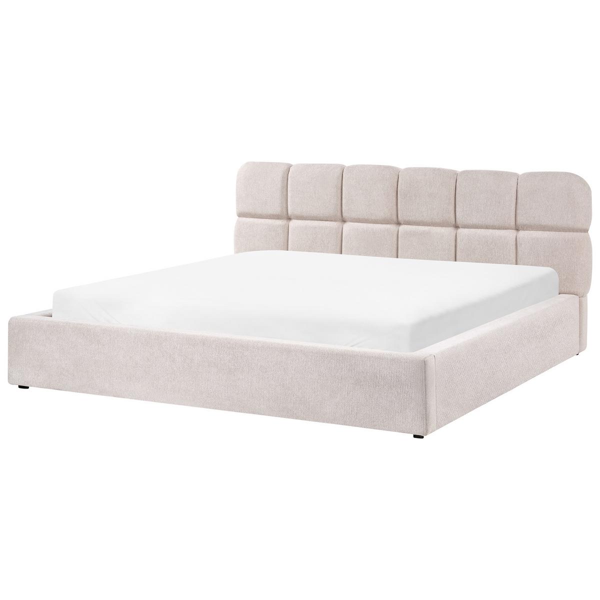 BETT mit Stauraum 180/200 cm Stoff Hellbeige Baston - Beige, Textil (180/200cm) - Beliani