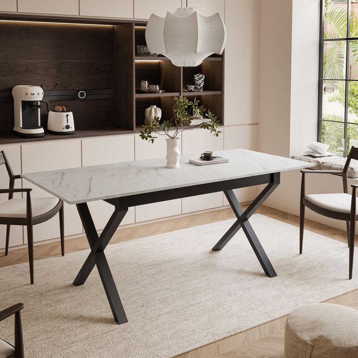 ESSTISCH ARTON II ausziehbarer Tisch 140-195 cm für 6-8 Personen - Multicolor/Schwarz, Holzwerkstoff/Metall (140/80/77cm) - Lookway