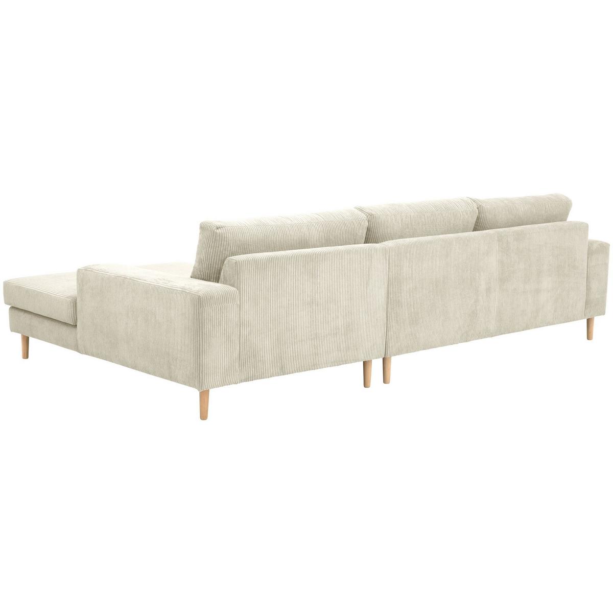 SOFA mit Longchair rechts Kaylynn Cordstoff creme - Creme, Kunststoff (175/294cm) - 58aufmkessel