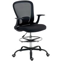BÜROSTUHL Schreibtischstuhl mit verstellbarer Fußring Lendenwirbelstütze Schwarz - Schwarz, Textil (59/119/62cm) - HOMCOM