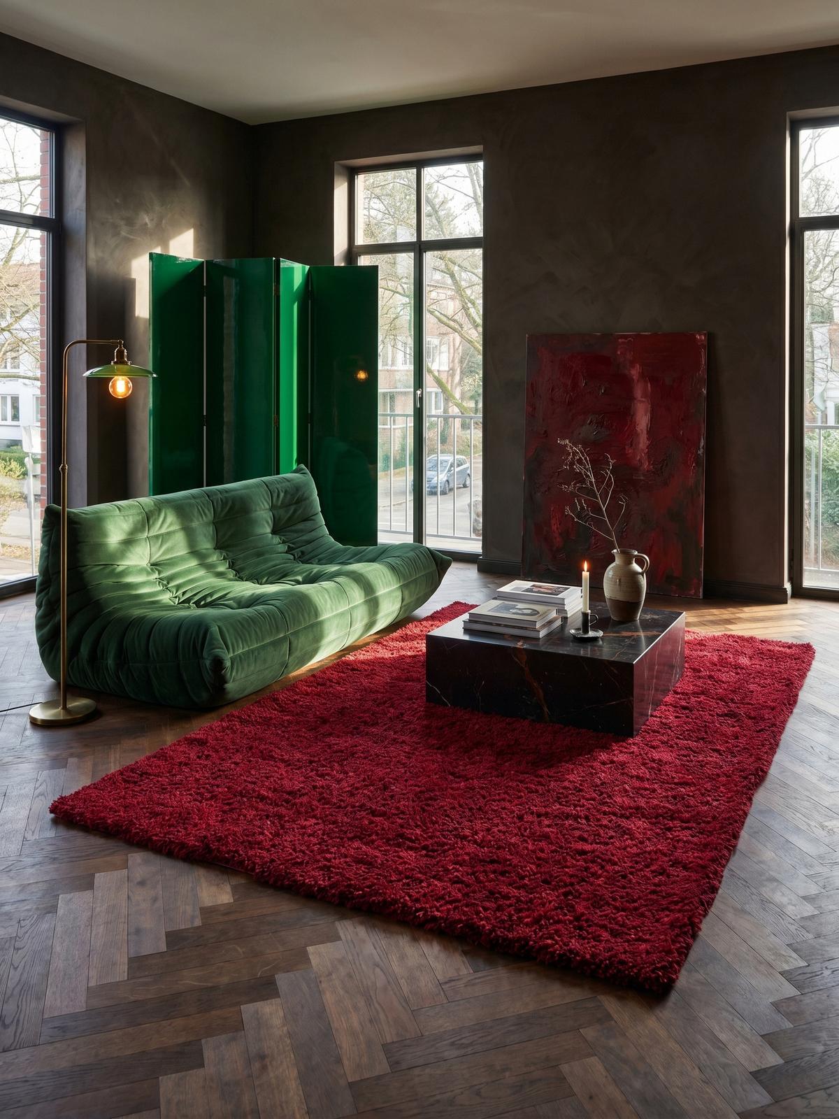 HOCHFLORTEPPICH RHEIN, einfarbig, aus Polypropylen, Rot, 200 x 290 cm - Rot, Textil (290/200cm) - KADIMA DESIGN