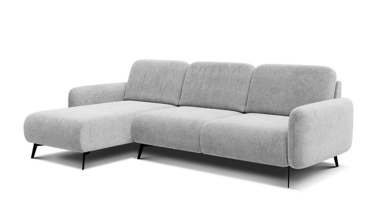 ECKSOFA FEBE 4-Sitzer links, hellgrau - Hellgrau/Schwarz, Holz/Textil (264/157cm) - Wozimo