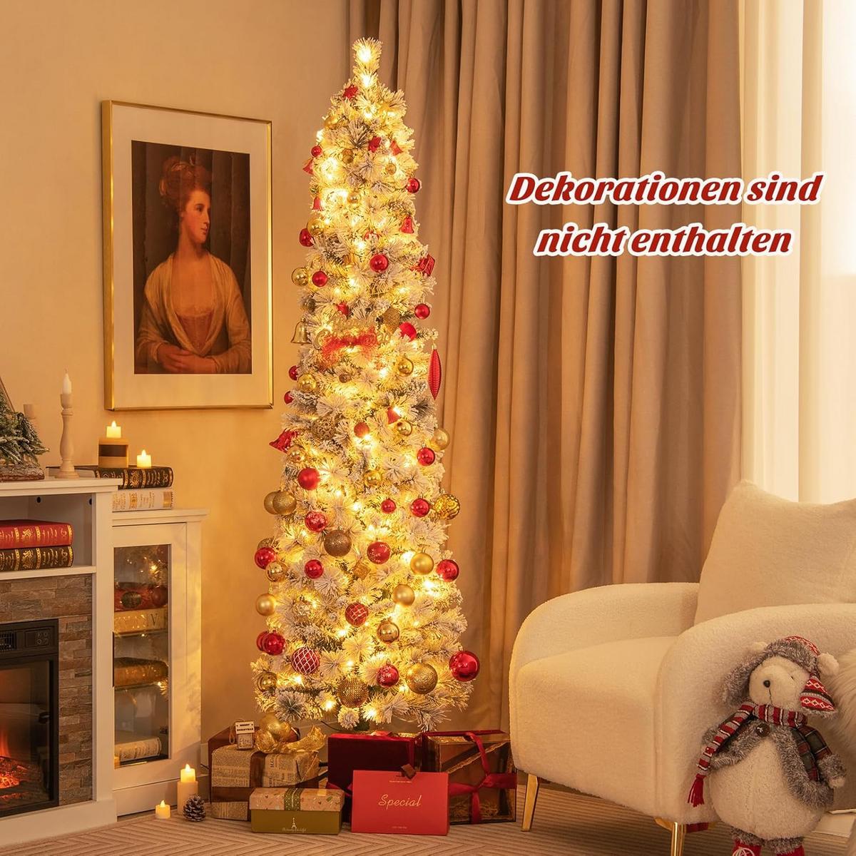 WEIHNACHTSBAUM Weiß - Weiß, Kunststoff (180cm) - COSTWAY