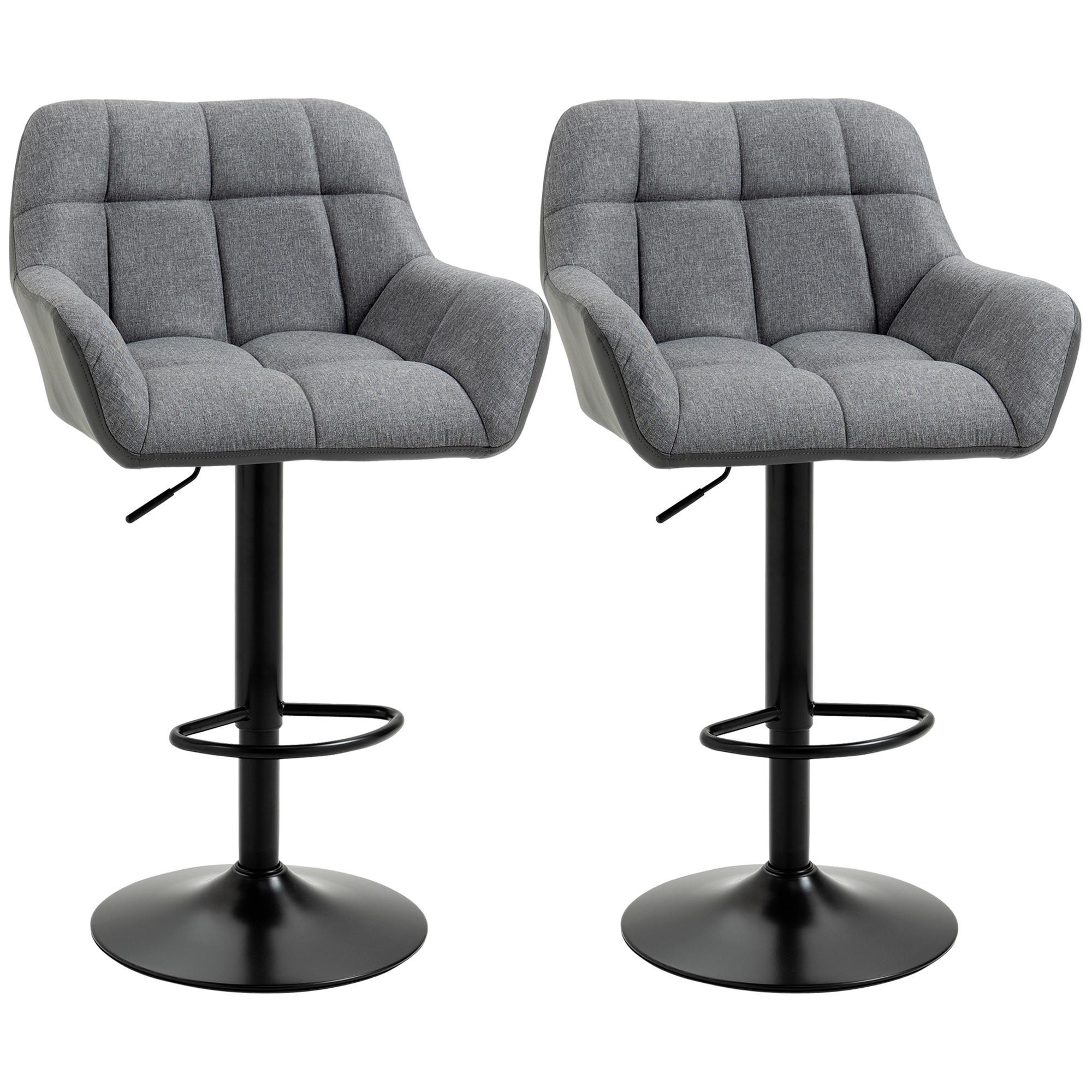 BARHOCKER 2-Set Tresenhocker Höhenverstellbar Drehbar im Retro-Design Kunstleder - Grau, Kunststoff (52.5/114/57.5cm) - HOMCOM