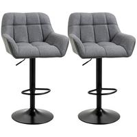 BARHOCKER 2-Set Tresenhocker Höhenverstellbar Drehbar im Retro-Design Kunstleder - Grau, Kunststoff (52.5/114/57.5cm) - HOMCOM