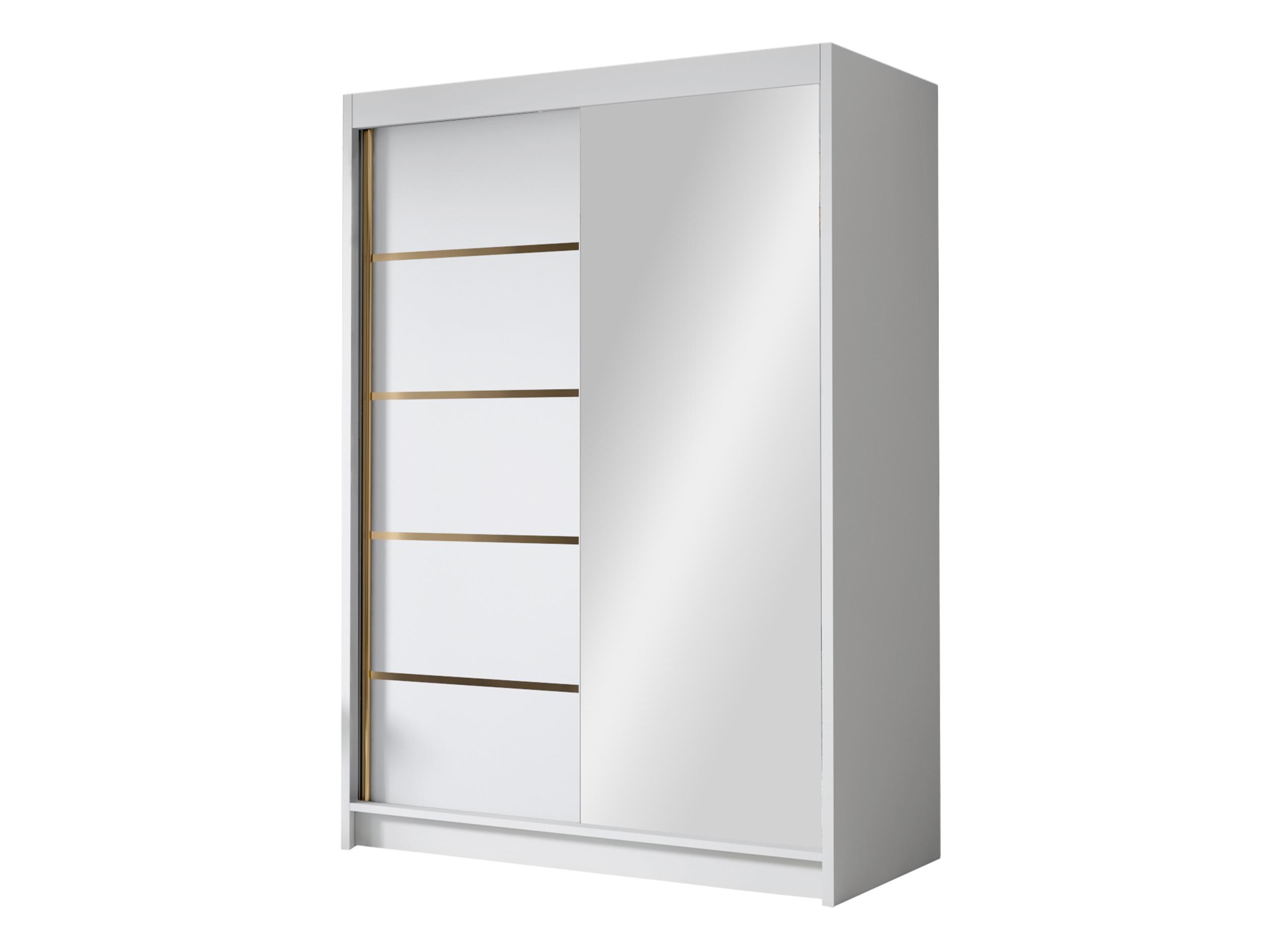SCHIEBETÜRENSCHRANK Lungo III - Goldfarben/Weiß, Holzwerkstoff/Metall (120/200/58cm) - MIRJAN24