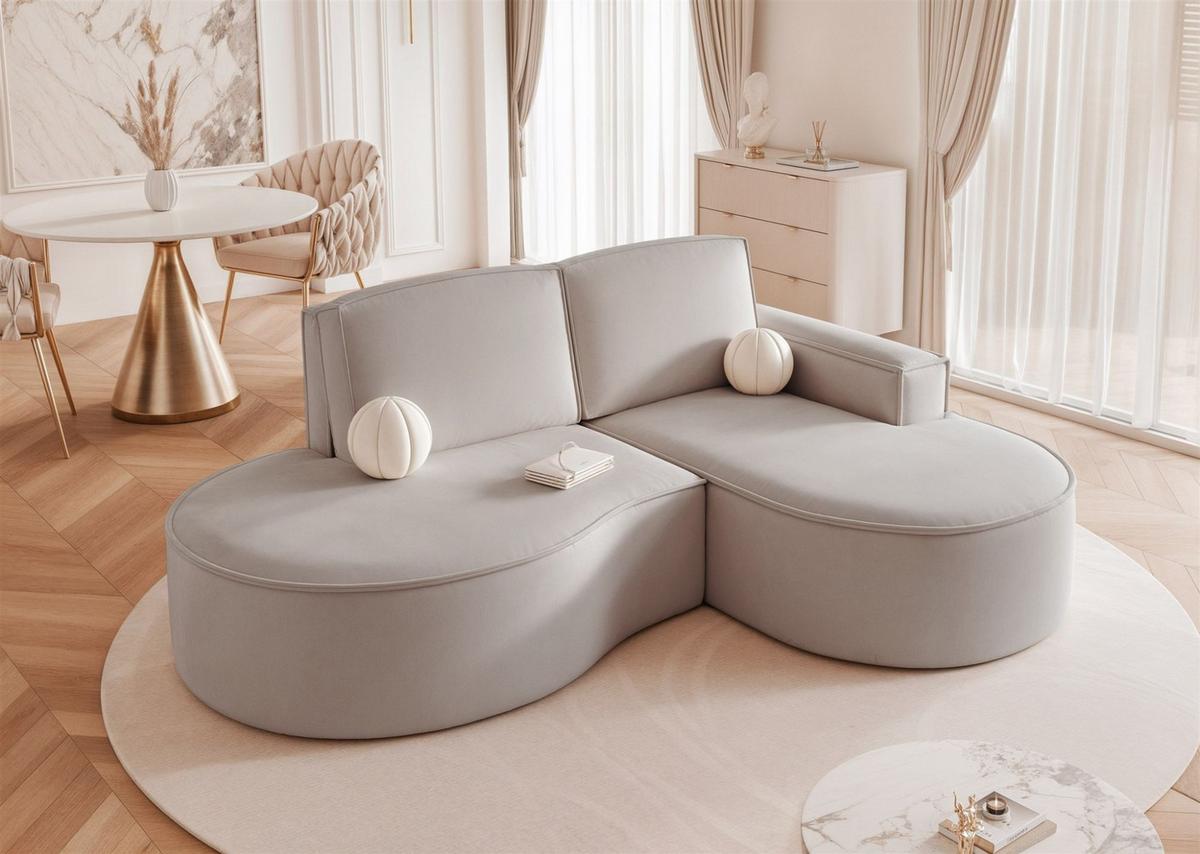ECKSOFA Arlet In Stoff Riviera - Hellgrau, Holzwerkstoff/Textil (156/277cm) - Fun Möbel