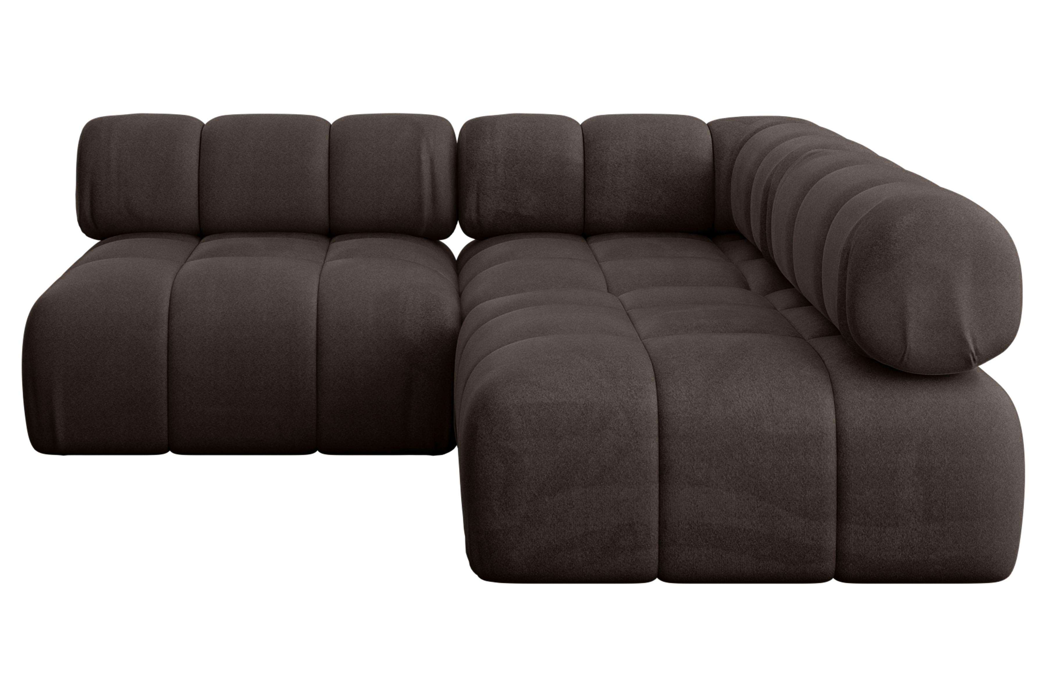 ECKSOFA modulares Sofa Samaro-L1 - 190x190x70 cm Braun Velours - Braun, Holzwerkstoff/Textil (190/190cm) - ALTDECOR