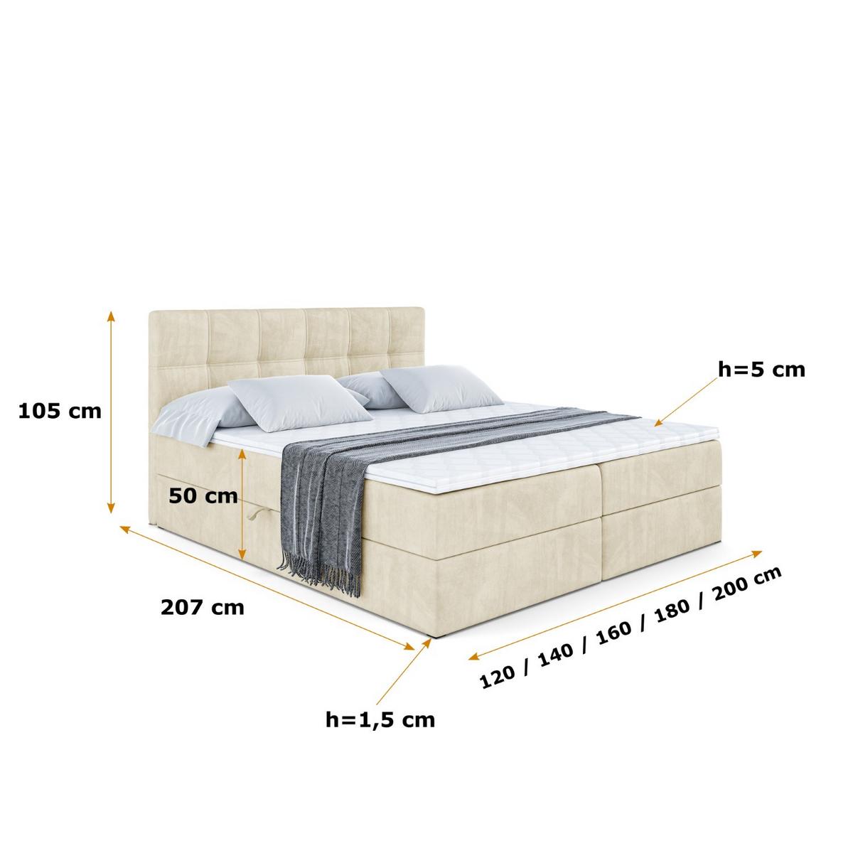BOXBETT mit Matratze H3 und Lattenrost - MARCE - 140 x 200 cm - Beige - Beige, Holzwerkstoff (140/200cm) - ALTDECOR