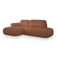 ECKSOFA NUVIRA L-S Kupferfarben Boucle-Stoff mit Schlaffunktion - Kupferfarben, Holz (279/158cm) - MASSENO
