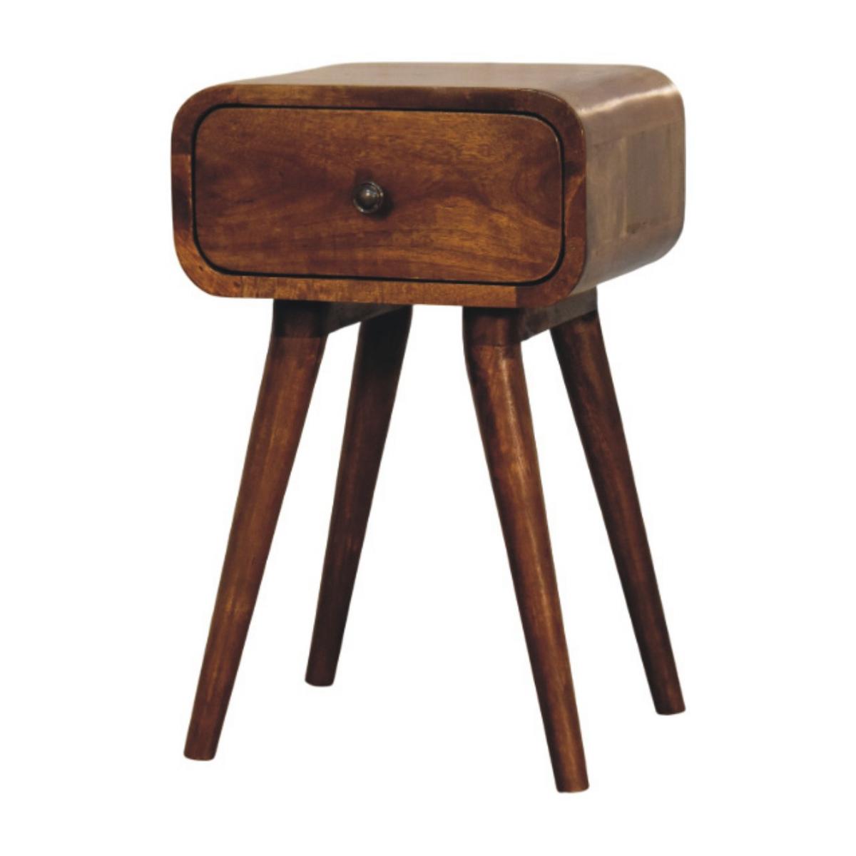 NACHTTISCH Massivholz Avora Mini Kastanienbraun, 1 Schublade, Dunkelbraun - Dunkelbraun/Messingfarben, Mangoholz/Holz (30/49/30cm) - Artisan Furniture