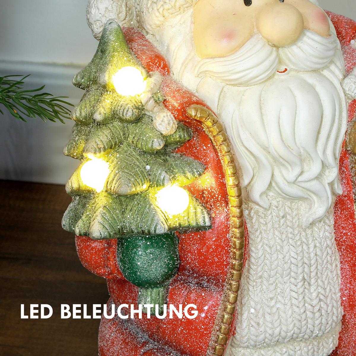 WEIHNACHTSDEKO Figur 50 cm Weihnachtsmann mit Weihnachtsbaum und Geschenk - Multicolor, Metall (21/50/26.5cm) - HOMCOM