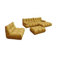 SITZGRUPPE VIVIEN 3ER SET Gelb Velvet (1er-Set) - Currygelb/Gelb, Kunststoff/Textil (359/85/510cm) - KAWOLA