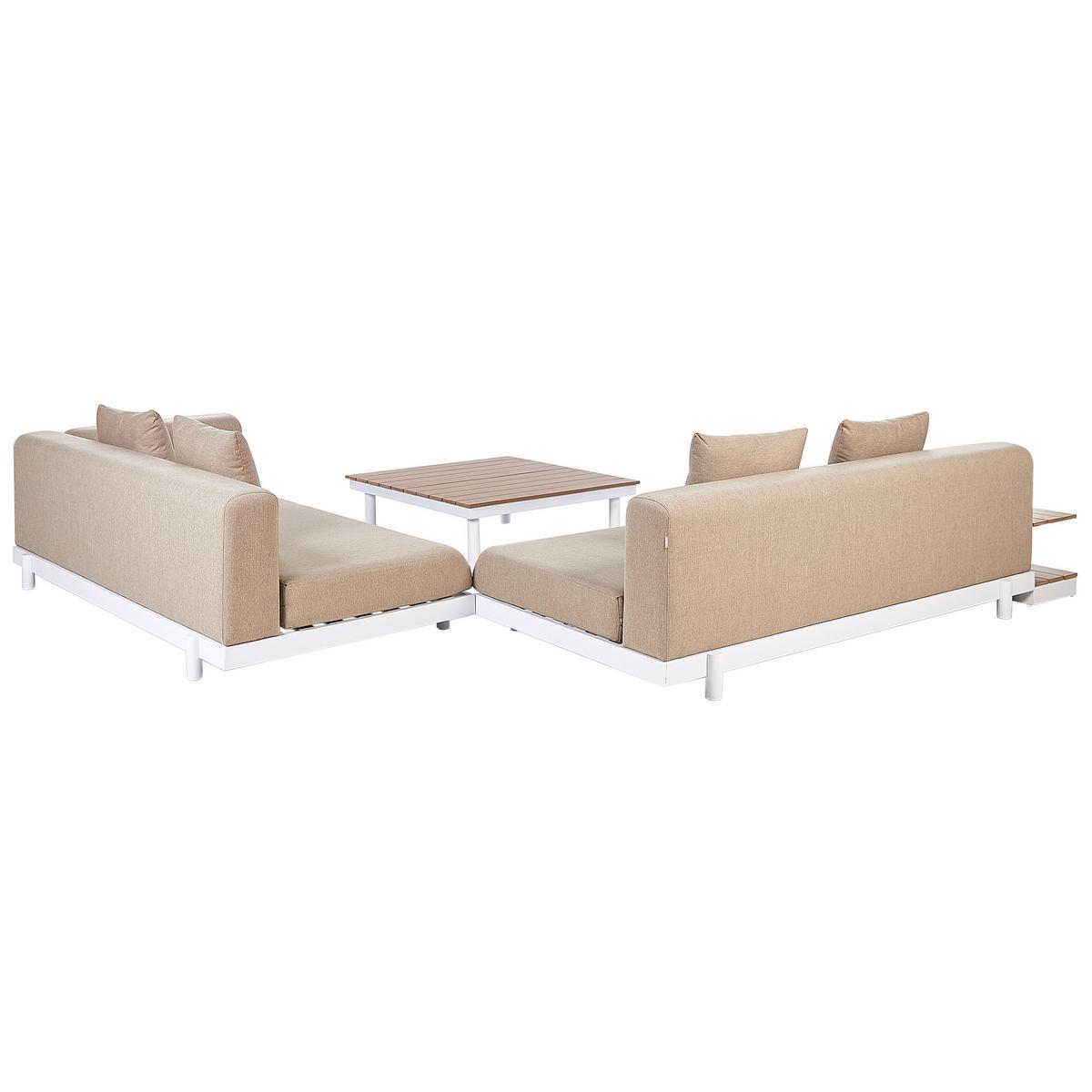 LOUNGE SET 5-Sitzer Aluminium weiß Auflagen beige Missanello - Beige/Weiß, Textil - Beliani