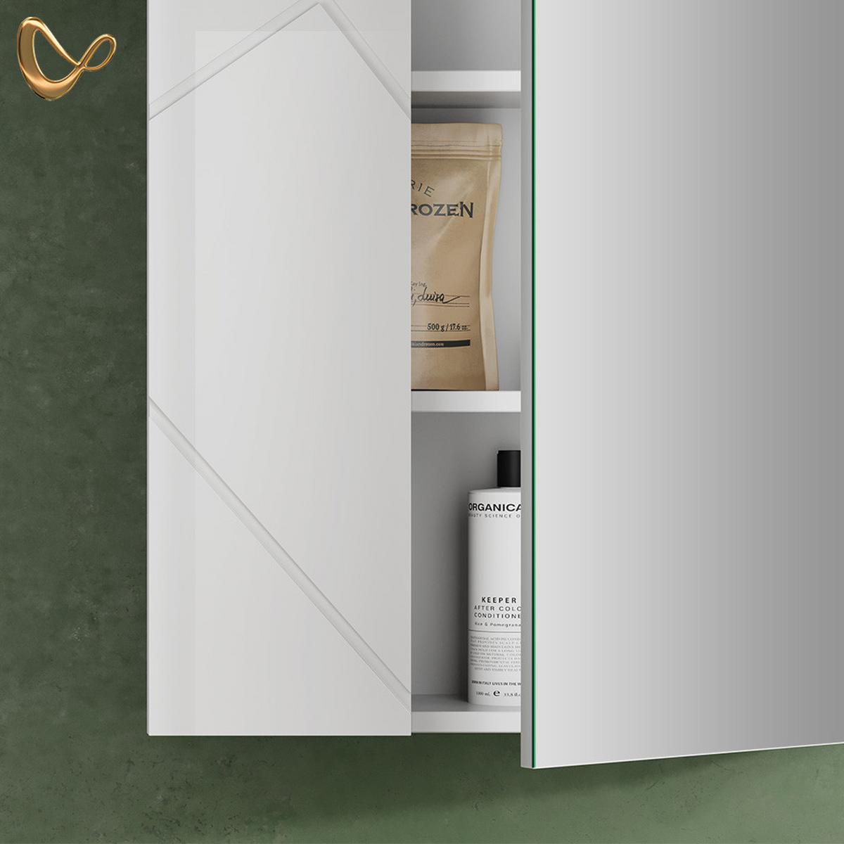 SPIEGELSCHRANK Ronco Weiß Hochglanz/Weiß 60 x 75 cm - Weiß Hochglanz/Weiß, Holzwerkstoff (60/75/17.2cm) - Livinity®