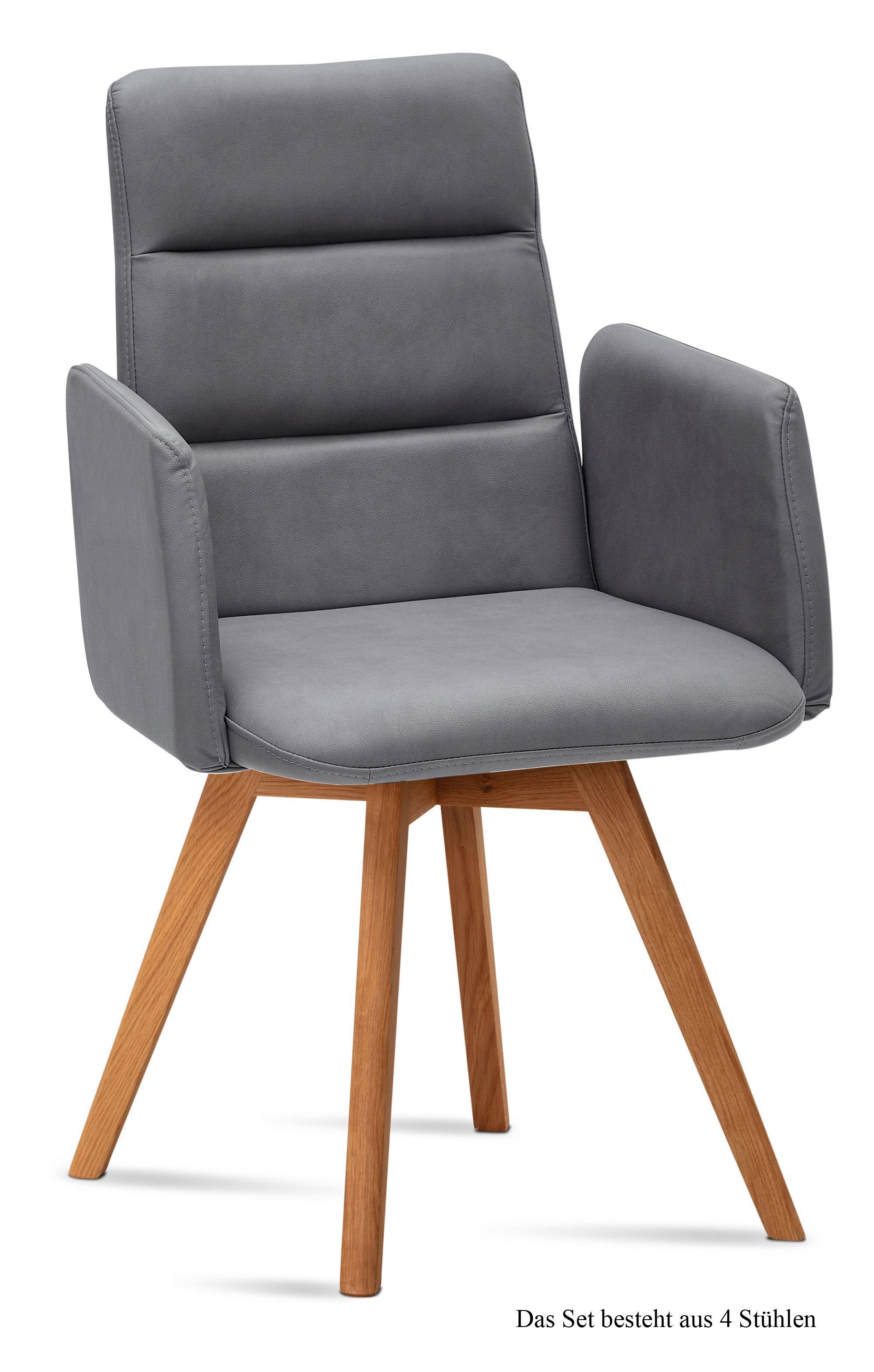 ARMLEHNSTUHL (4er-Set) Dobka 52x92x60 Eiche geölt/Grau - Eichefarben/Grau, Kunststoff (60/92/52cm) - 58aufmkessel