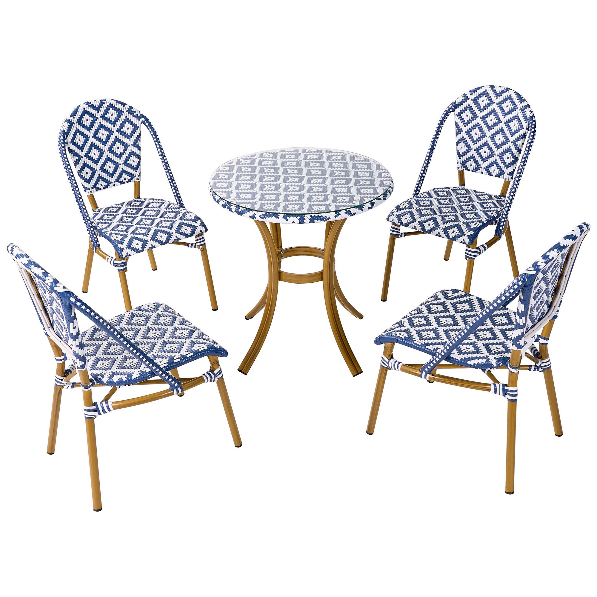 GARTENMÖBEL-SET 4-Sitzer Naturfarben Rifreddo - Blau/Beige, Kunststoff - Beliani