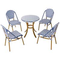 GARTENMÖBEL-SET 4-Sitzer Naturfarben Rifreddo - Blau/Beige, Kunststoff - Beliani