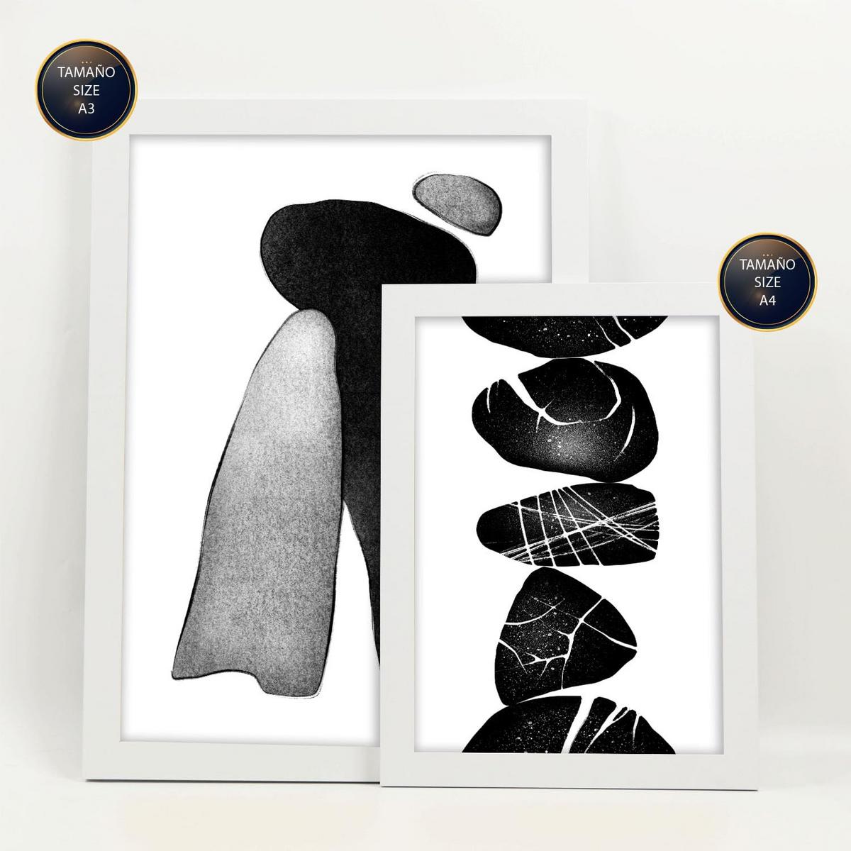 POSTER Set Mit 6 Palladische Gesteine In Liebhaber Abstrakt Ästhetische Dekorative Gemälde Für Ihr Wohnzimmer Zuhause A3 & A4 Weißer Rahmen - Weiß, Papier (29/3cm) - Nacnic