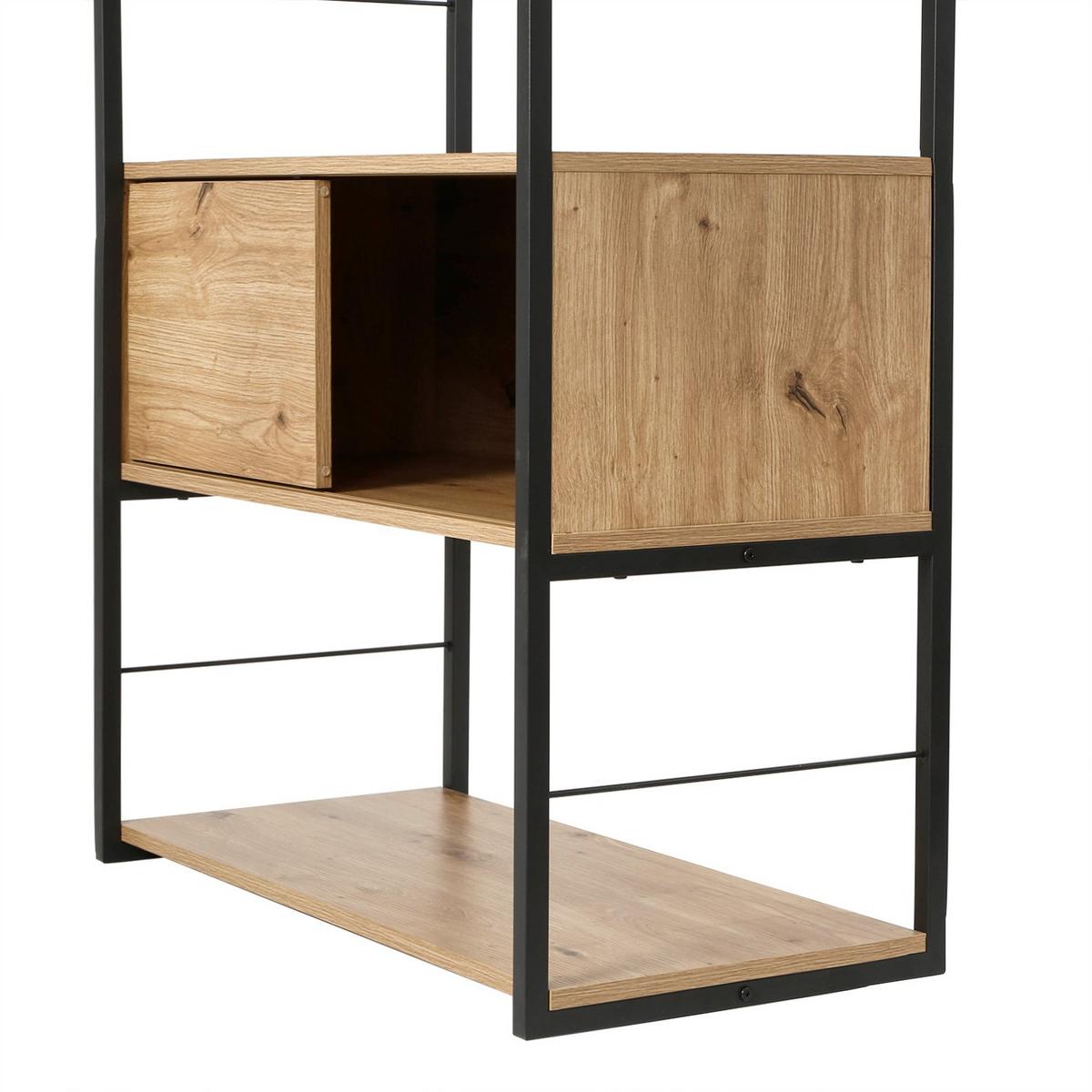 BÜCHERREGAL mit 3 Schiebetüren 40/196,5/80 cm - Eschefarben, Holzwerkstoff (40/196.5/49cm) - Calicosy