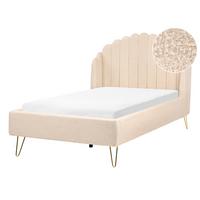 BETT mit Lattenrost 120/200 cm Beige Ambillou - Beige/Goldfarben, Textil (120/200cm) - Beliani