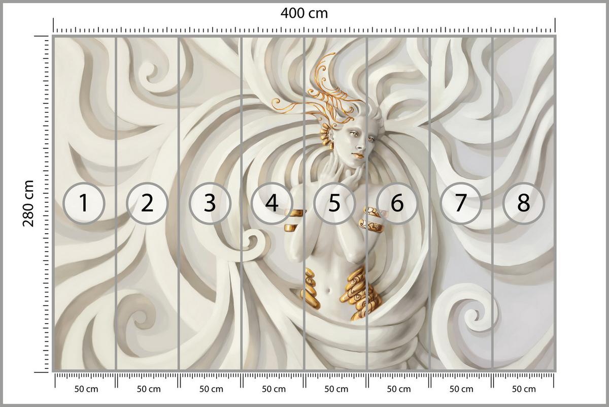 FOTOTAPETE Medusa Abstraktion 3D Effekt 400x280 - Beige, Papier (400/280cm) - Muralo