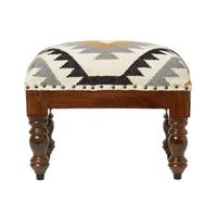KELIM-HOCKER Agra mit Holzbeinen, Ethno-Muster, 50/40/30 cm - Multicolor, Textil (30/40/50cm) - Homescapes
