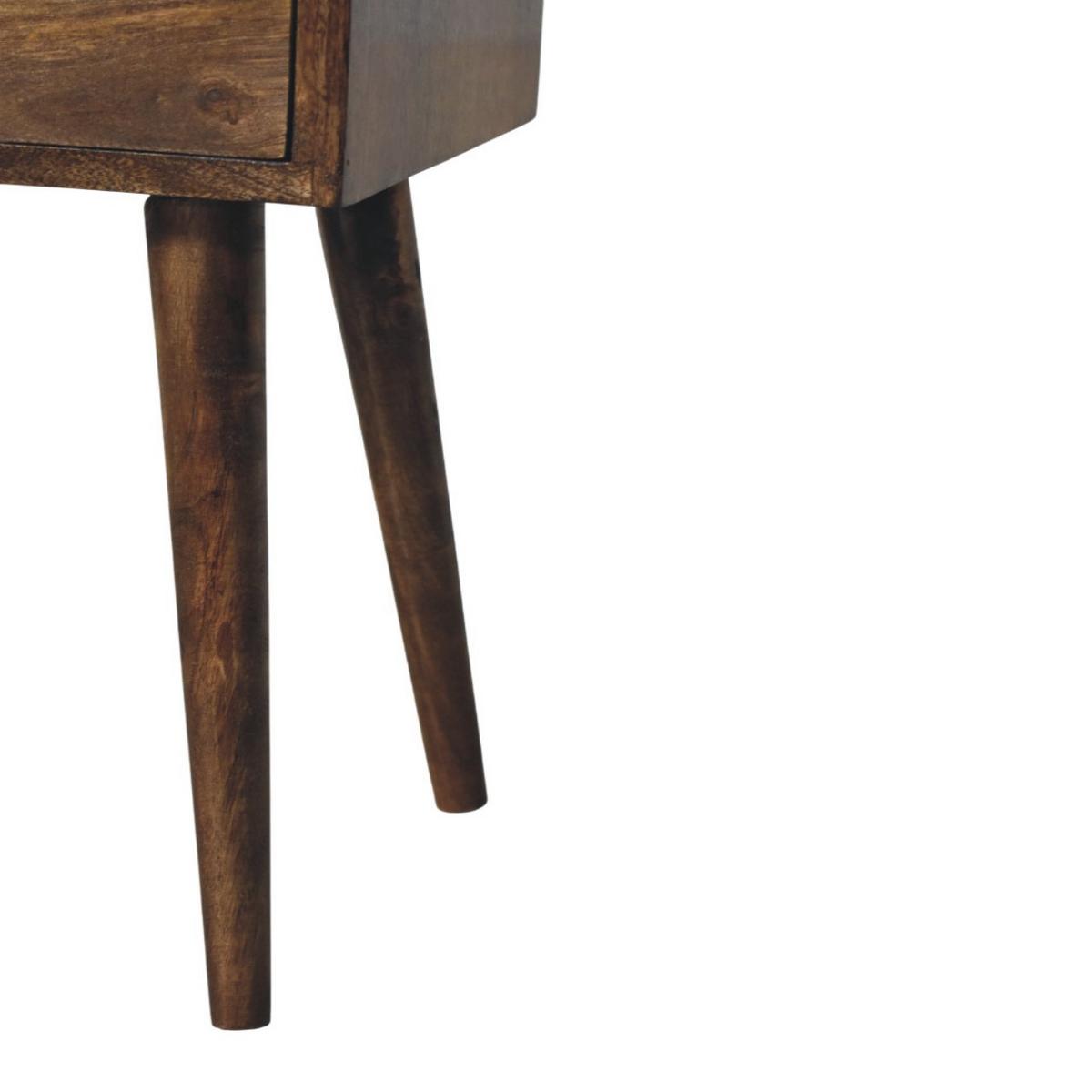 NACHTTISCH Nordic 2 Schubladen Klassisches Grau - Dunkelbraun/Messingfarben, Mangoholz/Holz (30/57/30cm) - Artisan Furniture