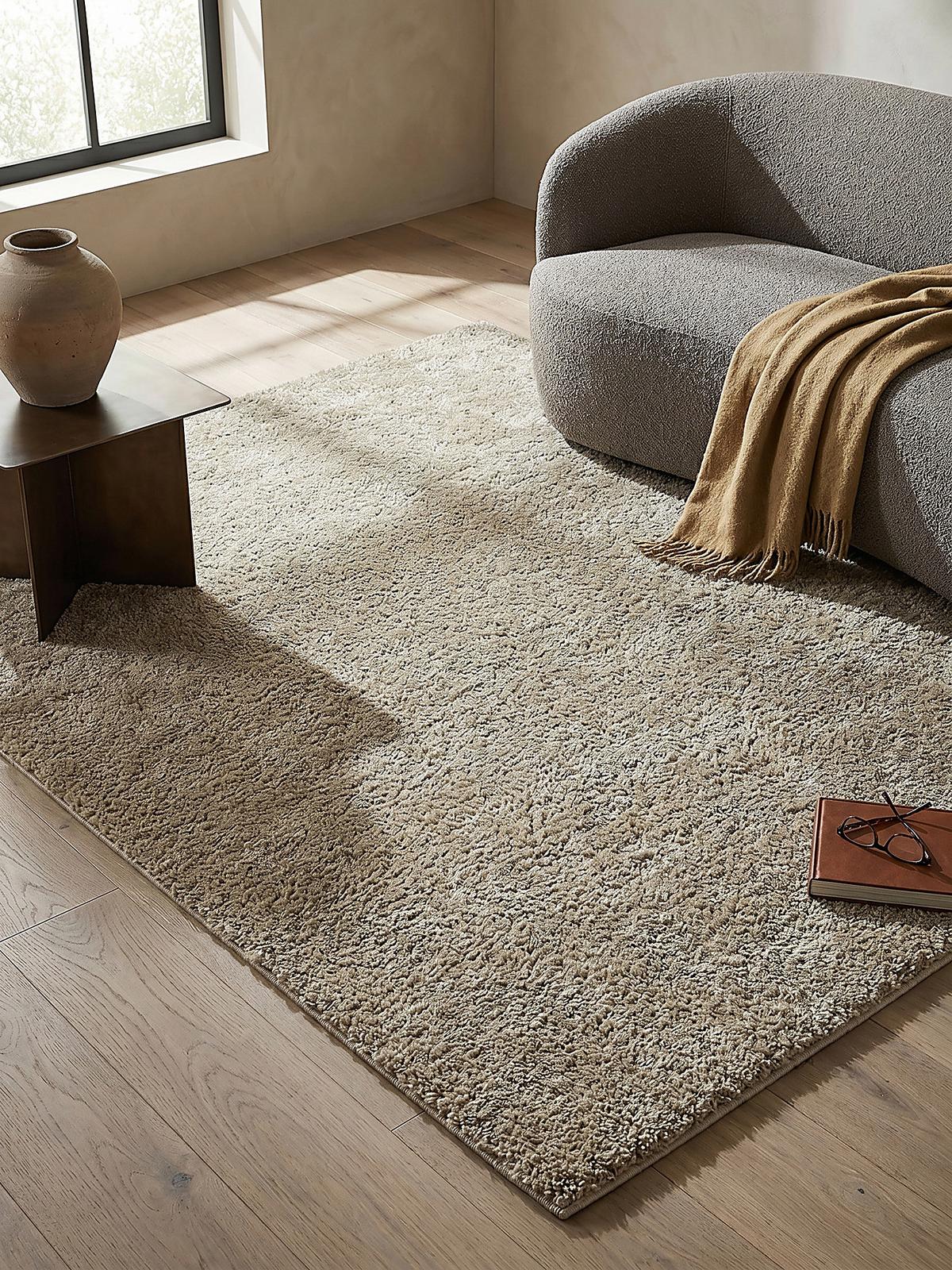 TEPPICH LYNE, einfarbig, Beige, 200 x 200 cm - Beige, Textil (200/200cm) - KADIMA DESIGN