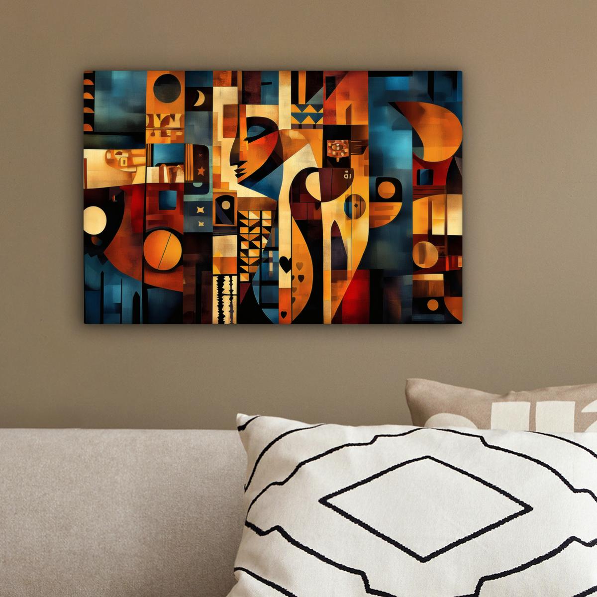 LEINWANDBILD Figuren - Abstrakt - Symbole Deko Schlafzimmer 30x20 cm - Terracotta, Textil (30/20cm) - MuchoWow