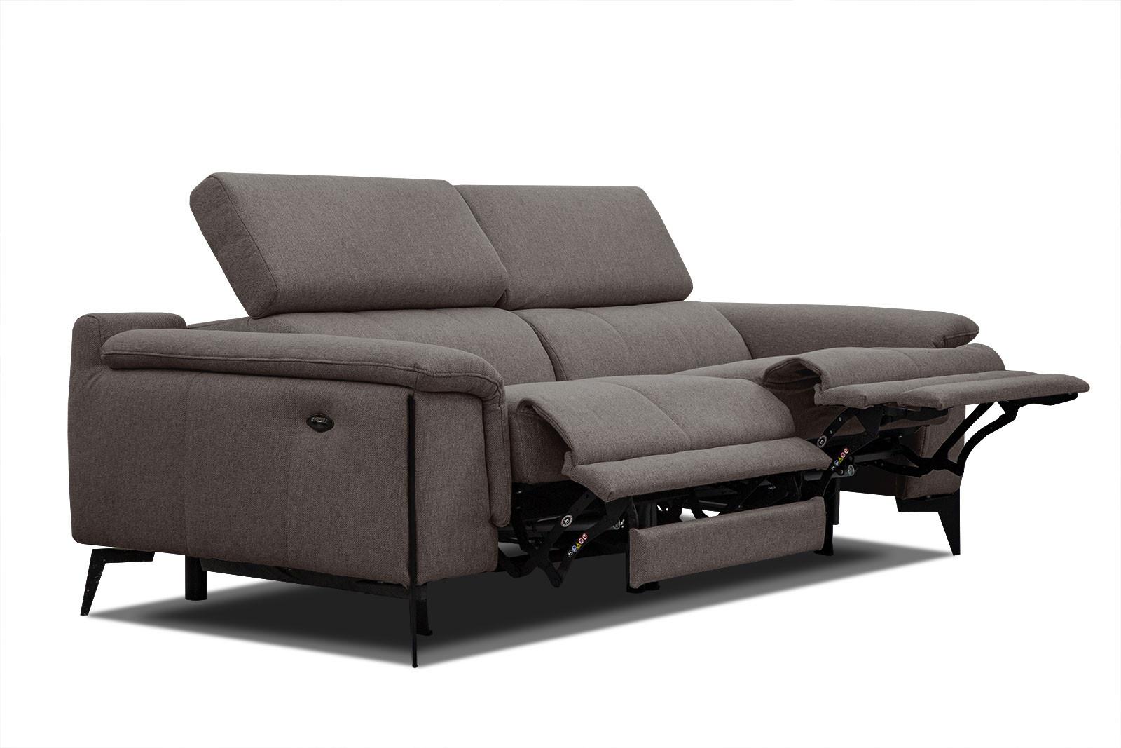 RELAXSOFA MATERA 3-Sitzer mit 2 Relaxfunktionen, braun - Schwarz/Braun, Holzwerkstoff/Textil (212/82/103cm) - Wozimo
