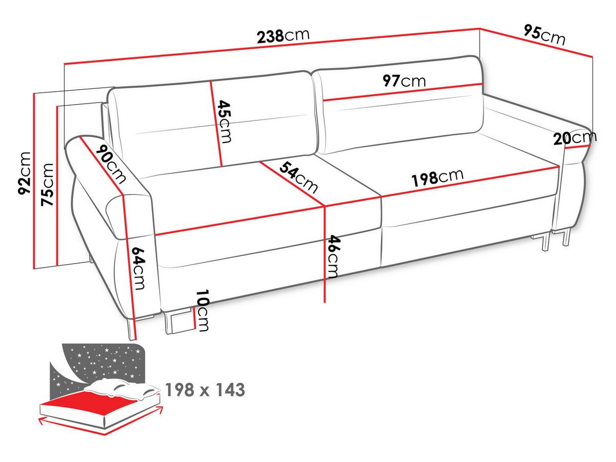 SCHLAFSOFA Berne - Hellgrau/Schwarz, Holz/Kunststoff (238/92/95cm) - MIRJAN24