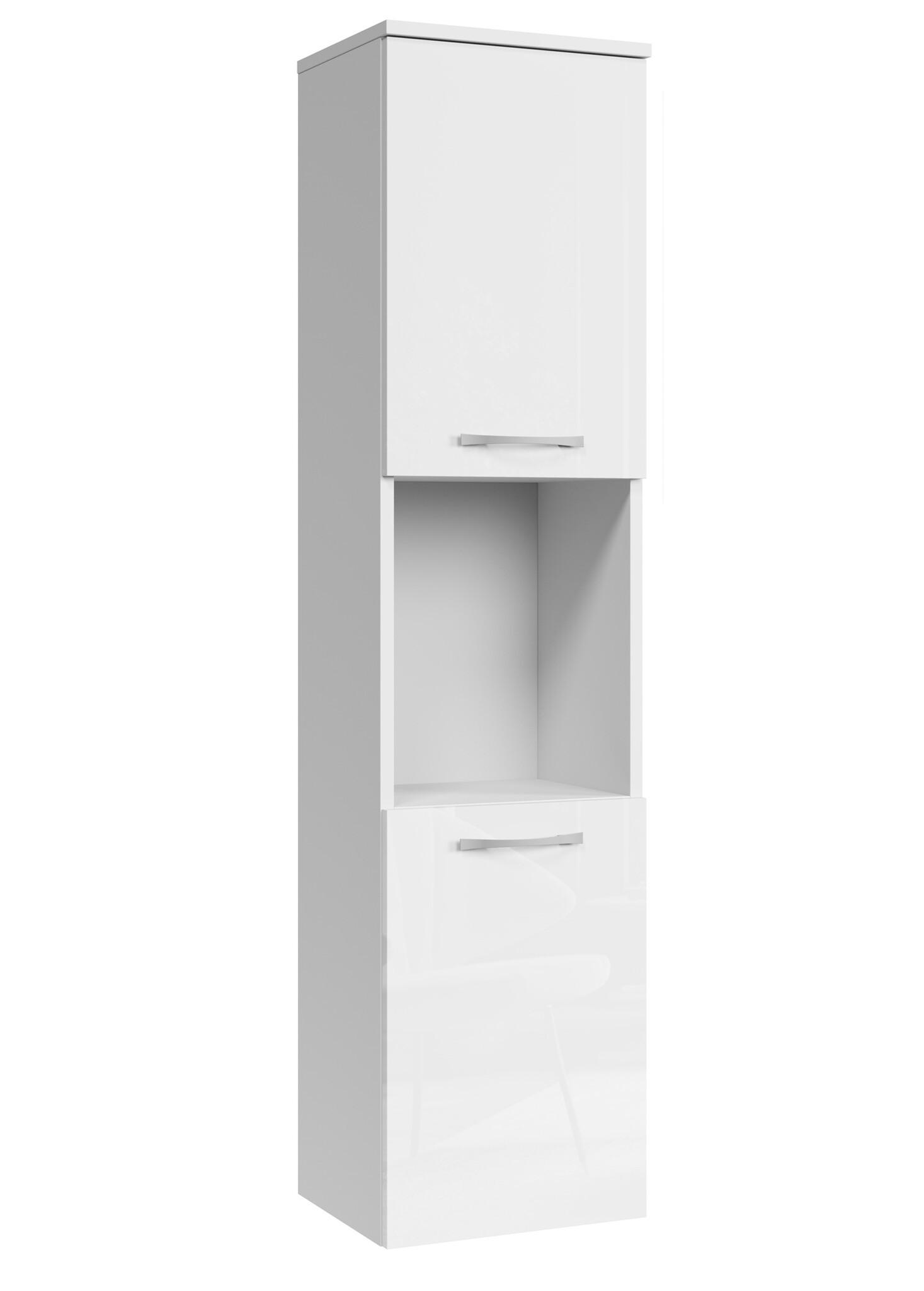 BADEZIMMERSCHRANK Montreal mit 2 Türen Weiß Hochglanz - 30 x 30 x 130 cm - Weiß, Holz (30/131/30cm) - Badplaats