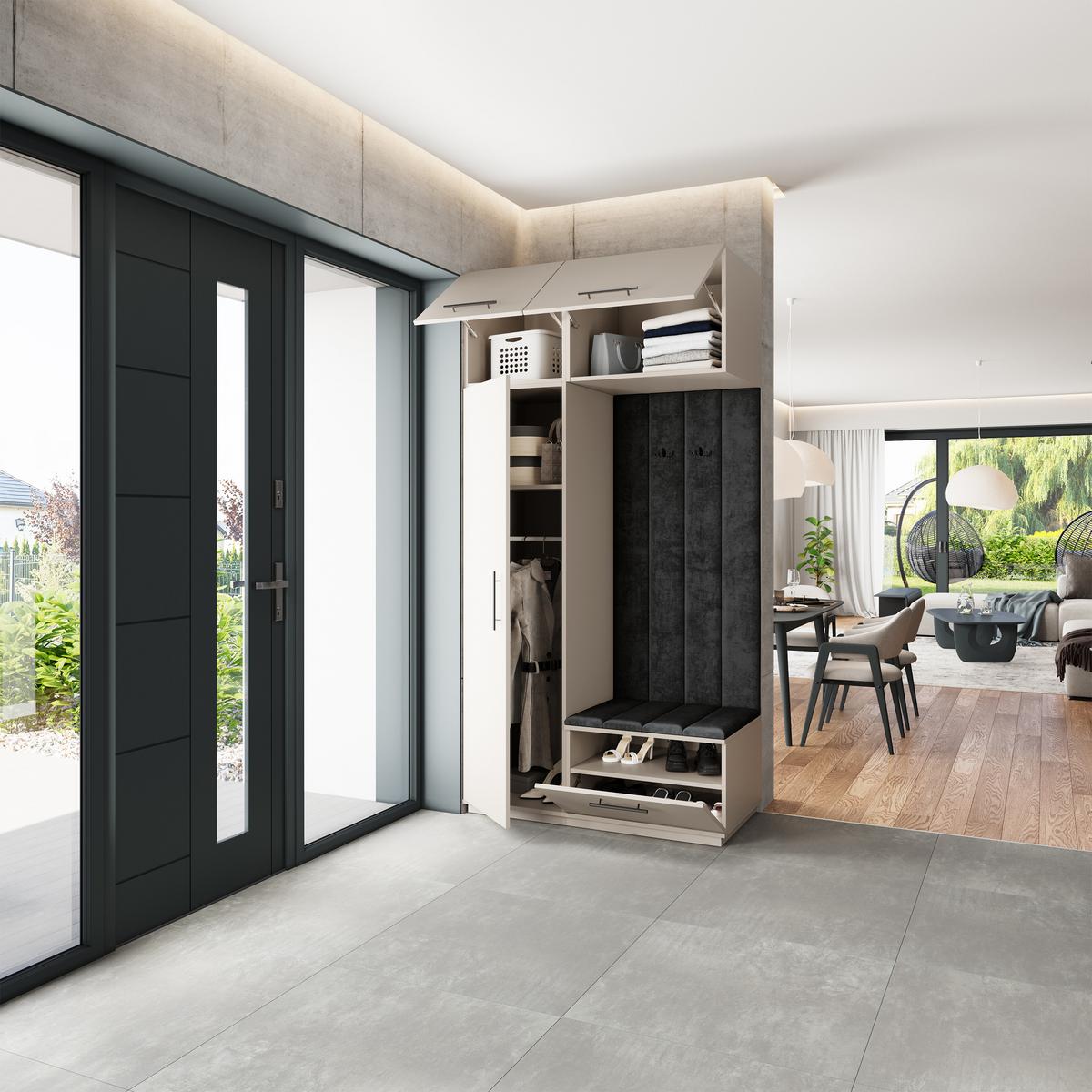 GARDEROBENSCHRANK REMA 120/240/60 cm Modern Kaschmir - Kaschmir/Schwarz, Holzwerkstoff (120/240/60cm) - MASSENO