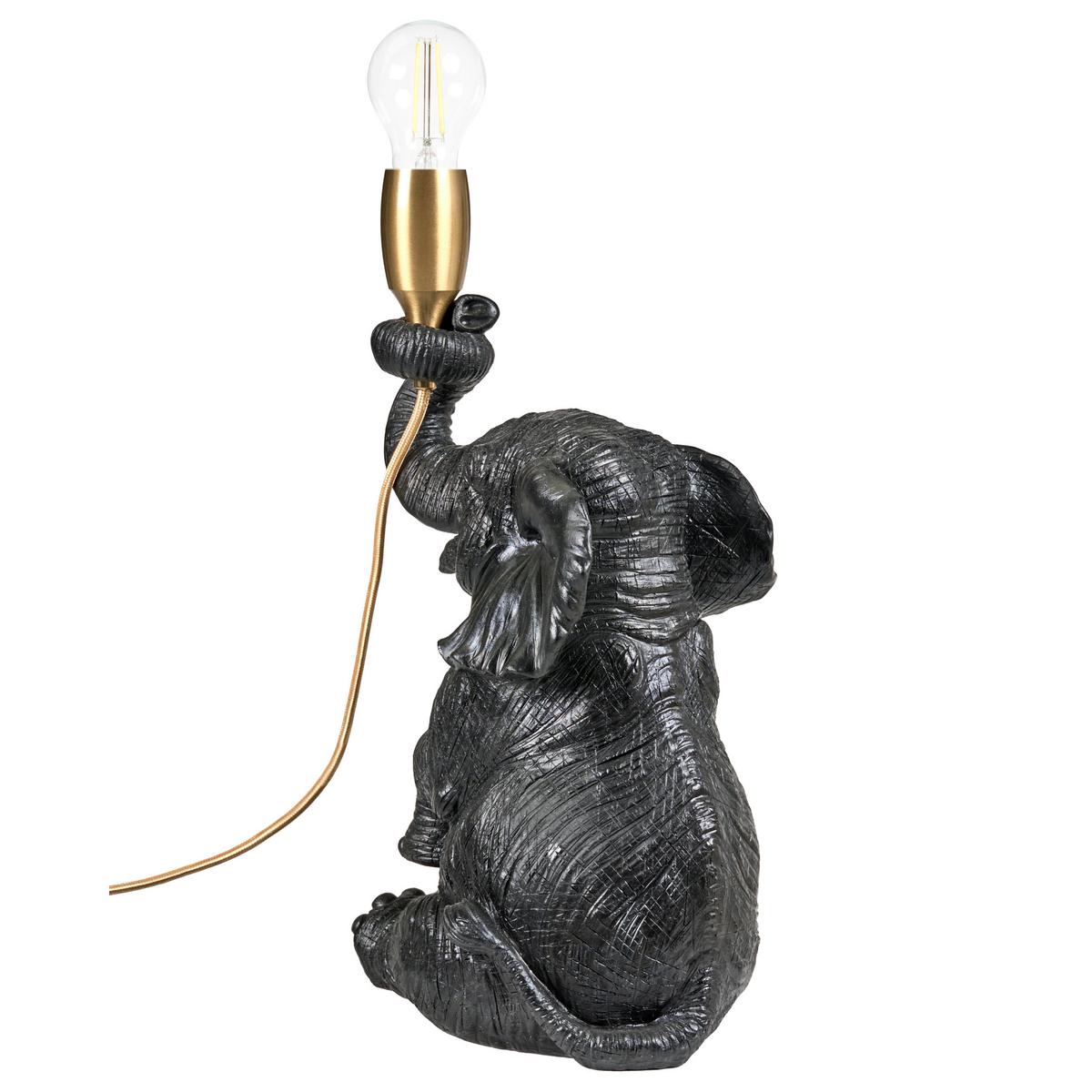 TISCHLAMPE Elefant Schwarz Fortuna - Messingfarben/Schwarz, Kunststoff (24/15/37cm) - Beliani