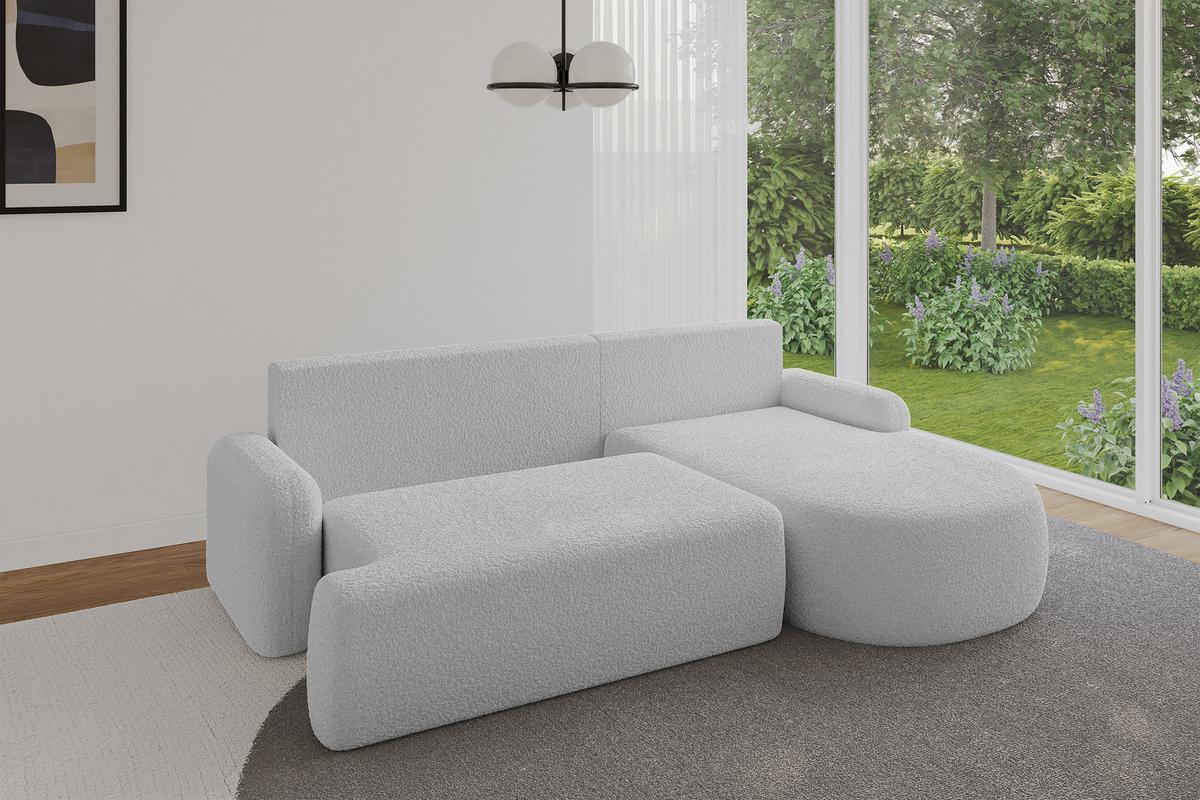ECKSOFA mit Schlaffunktion und Bettkasten LIRA-L - 264x172x89 Hellgrau - Hellgrau, Holzwerkstoff/Textil (172/264cm) - ALTDECOR