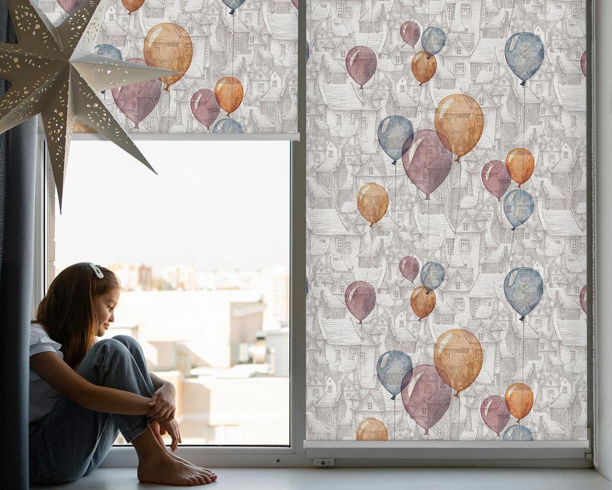 INNENROLLO - Fensterrollo - Rollo - 100x140 cm - Ballons - Orange, Kunststoff (100/140/0.5cm) - TULUP