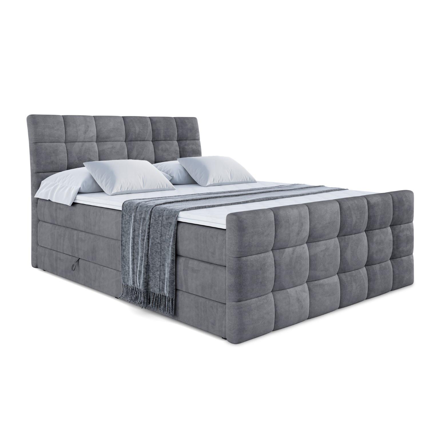BOXSPRINGBETT BRUGO-Z KING - 160 x 200 - H3/H4 - Dunkelgrau - Dunkelgrau, Holzwerkstoff (160/200cm) - ALTDECOR