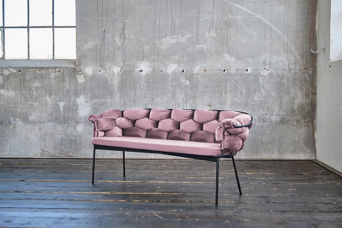 SITZBANK MONTY Pink Velvet - Rosa, Textil (240/78/62cm) - KAWOLA