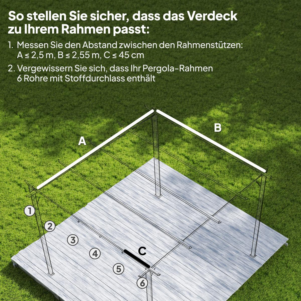 ERSATZDACH, Polyester, Dunkelgrau - Dunkelgrau, Kunststoff (255/6/250cm) - Outsunny